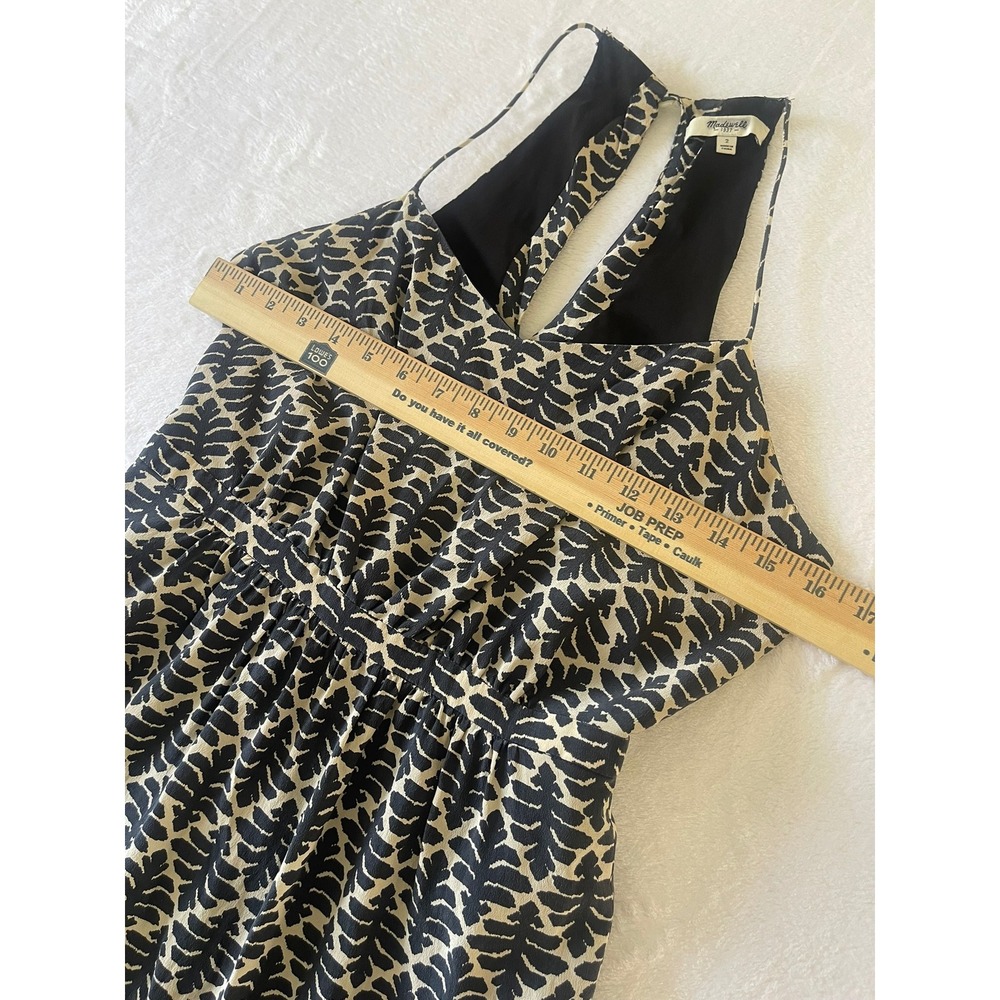 Madewell Silk Daylight Dress Size 2 Ikat Bloom Navy Cream Halter Fit Flare - Picture 6 of 15